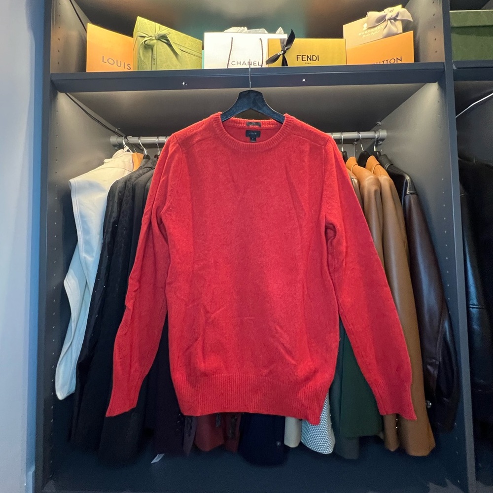 J. Crew Men’s Merino Wool-Blend Crewneck Sweater (Orange)